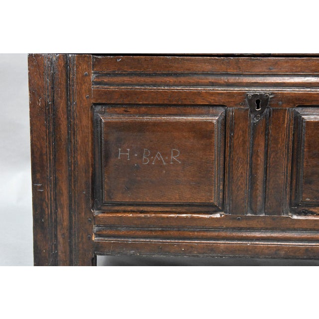 17th Century Antique Oak Marriage Chest, 1650 For Sale - Image 5 of 15