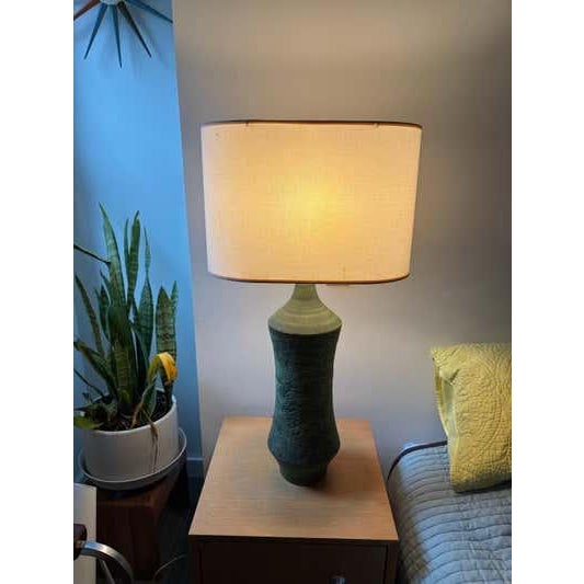 Design Technics 1980s Lee Rosen Mid-Century Ceramic Green Glaze Table Lamp For Sale - Image 4 of 12