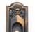 Japanned finish pocket door pull with a recessed design and keyhole. Good condition with appropriate wear from age. One...