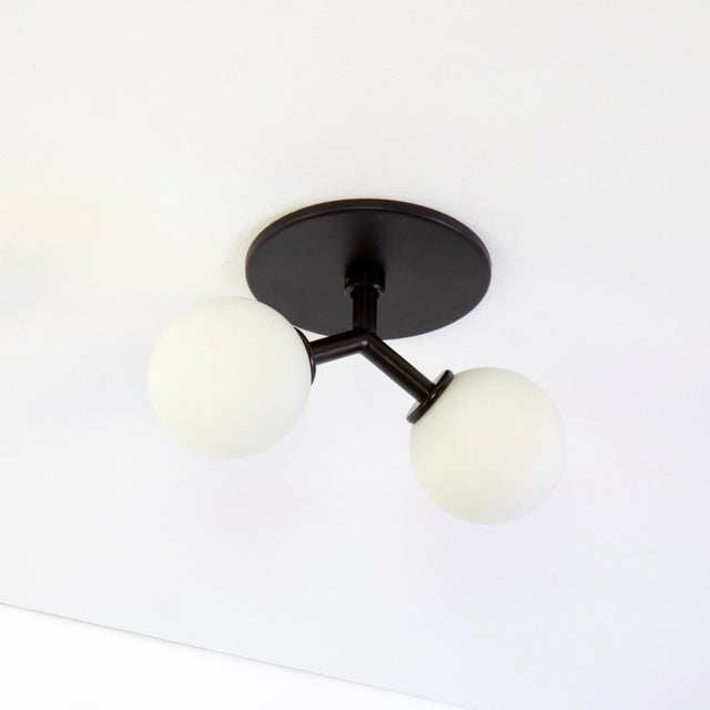 Y Flush Mount, Modern, 3 Inches Glass Globes, by Research.Lighting, Modern, Minimal For Sale - Image 4 of 7