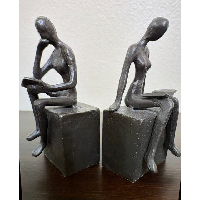1970s Vintage "Thinker" Brutalist Bookends - A Pair For Sale - Image 5 of 9