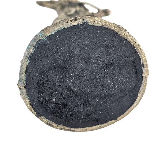 Vintage Dhokra Brass Woman and Child Figurine, Lost-Wax Tribal Sculpture, 15" For Sale - Image 11 of 11