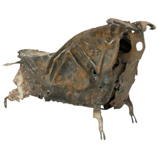 Handcrafted Iron Bull Sculpture, Circa 1980s For Sale