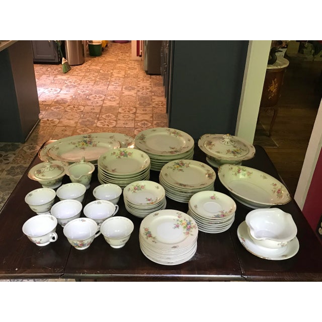 White Antique Supreme Lw China , Hand-Painted , Service for 8 - 57 Pieces For Sale - Image 8 of 10