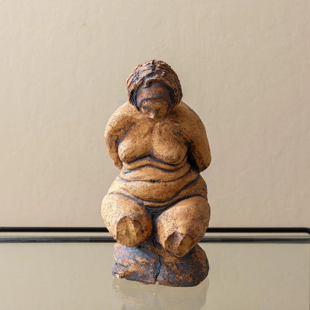 Brown Mid-Century Studio Stoneware Female Figure Sculpture For Sale - Image 8 of 13