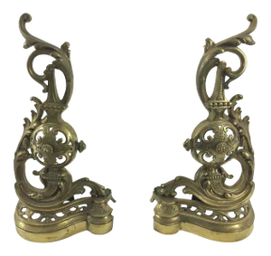 19th Century French Napoleon III Bronze Andirons - a Pair