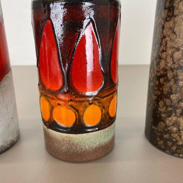 Vintage Pottery Fat Lava Vases Made from Scheurich, Germany, 1970s, Set of 4 For Sale - Image 10 of 18