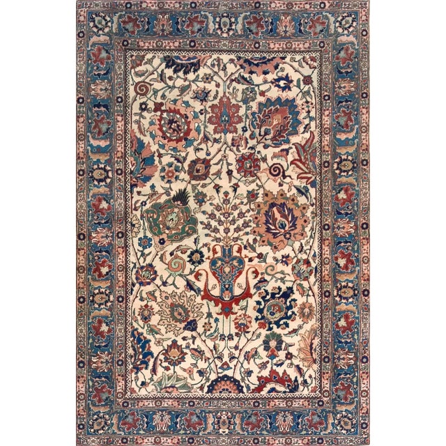 18th Century Handwoven Wool Persian Tabriz Rug For Sale In Los Angeles - Image 6 of 6