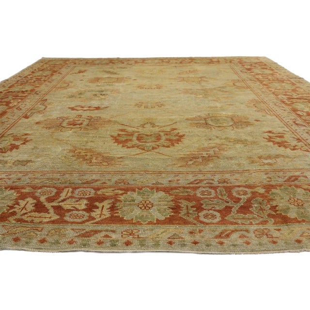 Modern Turkish Oushak Rug - 10'06 X 13'07 For Sale - Image 3 of 9