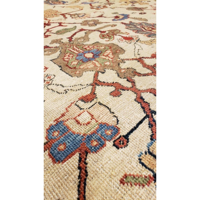 Textile Antique Persian Sultanabad Carpet Ivory, Red, Light Blue, and Green For Sale - Image 7 of 18