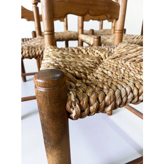 Brown Vintage Brutalist Danish Oak Chairs by Hans Dau, 1940s, Set of 6 For Sale - Image 8 of 9