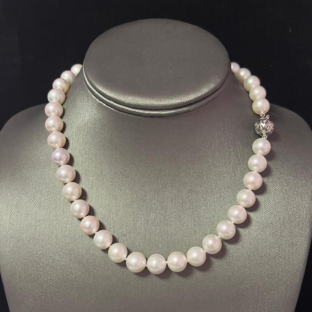 Akoya Pearl Diamond Necklace 16" 18k Gold 10 mm Certified For Sale - Image 9 of 11