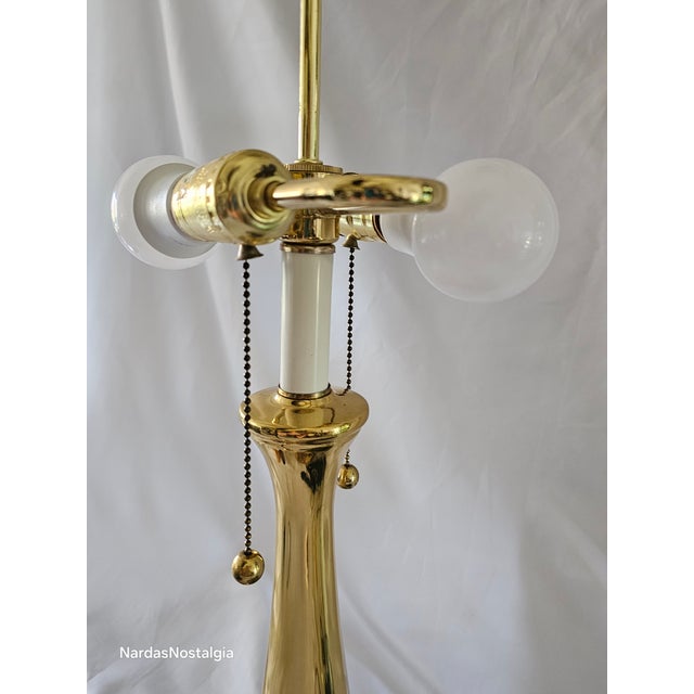 Metal Vintage Mid-20th Century Hollywood Regency Table Lamp Brass Candlestick Lamp For Sale - Image 7 of 10