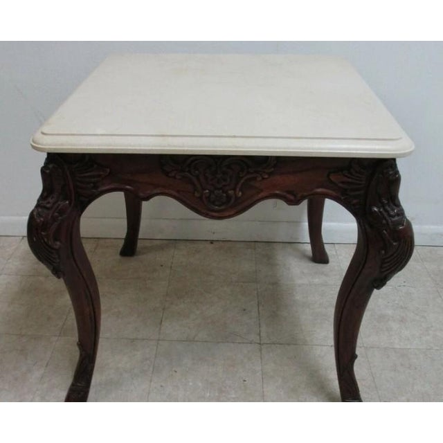 1980s Ralph Lauren Stone Top French Country Hoof End Table Night Stand For Sale - Image 10 of 12