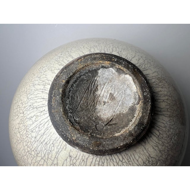 Vintage Globular Form Raku Studio Art Pottery Vase For Sale - Image 9 of 9