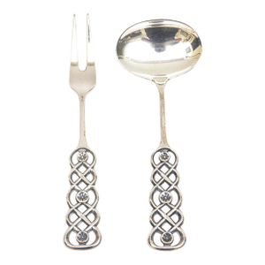 Vintage Sterling Silver Signed David Anderson Danish Serving Pieces Appetizer Fork and Spoon
