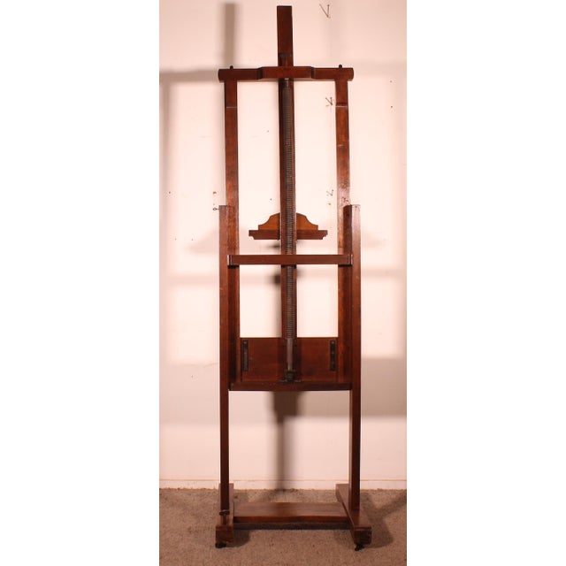 Oak and Walnut Painter's Easel with Worm Screw, 19th Century For Sale - Image 3 of 5