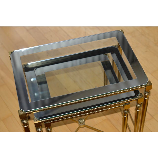Nesting Tables in Brass and Glass in the style of Maison Baguès, 1960s, Set of 3 For Sale - Image 4 of 13