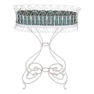 Wrought Iron Planter with Scrollwork Stand, 20th Century For Sale