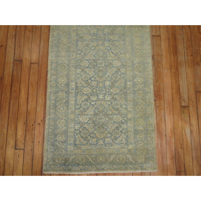 Early 20th Century Antique Zabihi Collection Narrow Pale Blue Gold Persian Tabriz Runner - 2'4" x 13'9" For Sale - Image 5 of 9