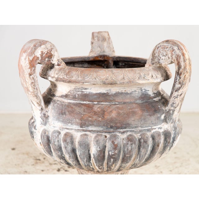 Whitewashed Terracotta Urn With Three Handles, Italy Mid 20th C. For Sale In New York - Image 6 of 12