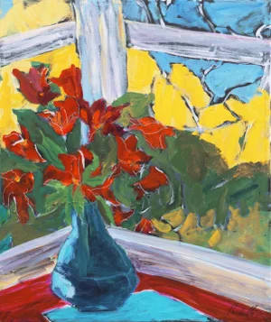 'Still Life of Peruvian Lilies' by Cathy Puccinelli, California Woman Artist, Santa Cruz Art Guild