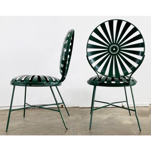 Early 20th Century Antique Francois Carre Sunburst Garden Chairs, a Pair For Sale - Image 5 of 9