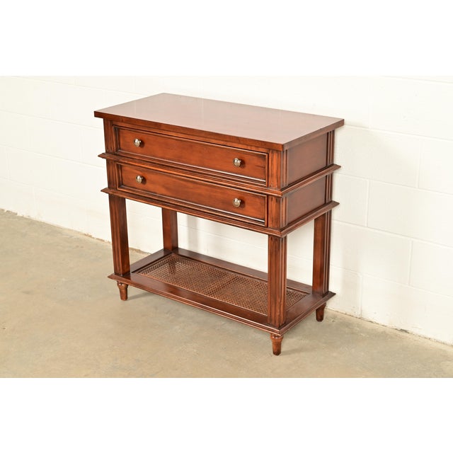 Drexel Heritage Drexel Heritage French Regency Louis XVI Carved Mahogany and Cane Console Table or Server For Sale - Image 4 of 17