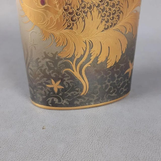 Gold Handmade 24 Karat Gold-Plated Porcelain Goldfish Vase from Morbelli, 1970s For Sale - Image 8 of 14