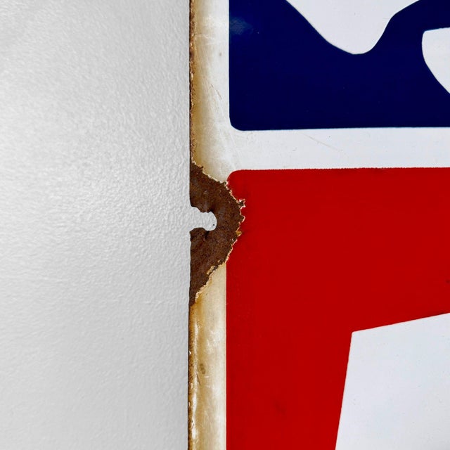 Blue Japanese Double-Sided Enamel Sign by Shio Tabako, 1950s For Sale - Image 8 of 10