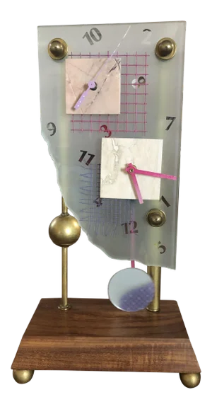 Late 20th Century Robert McCandless Artisan Memphis Design Mantel Clock