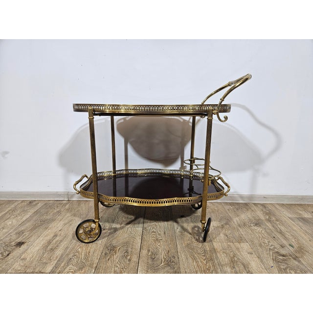 Vintage French Bar Cart from Maison Jansen, 1960s For Sale - Image 6 of 18