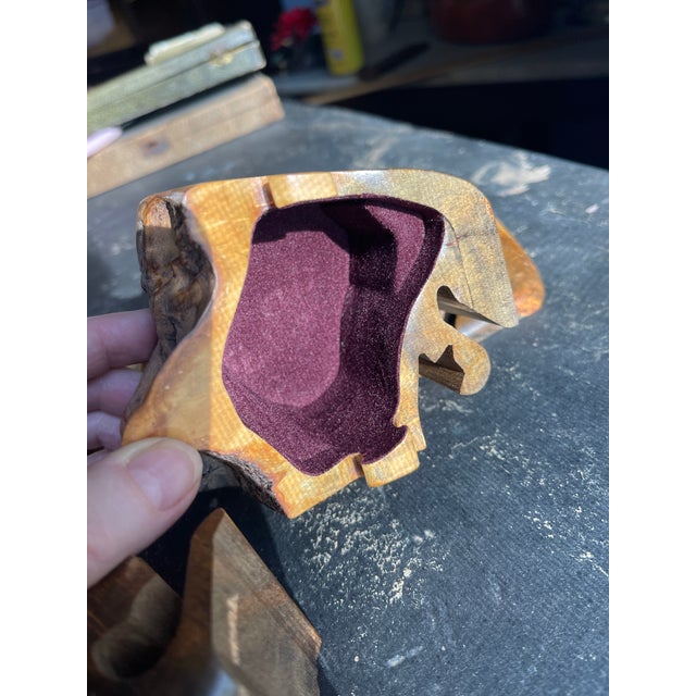 Richard Rothbard Hand Made Burl Wood Cat Puzzle Jewelry Box 20th Century For Sale In Savannah - Image 6 of 12