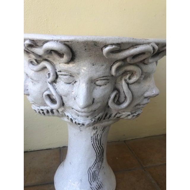 Mid 20th Century Vintage Large French Fiaence Medusa Head Planter For Sale - Image 5 of 7