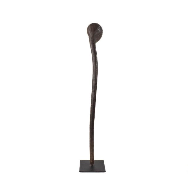 Early 20th Century Early 20th Century Zulu Knobkerrie Carved Walking Stick on Custom Base South Africa For Sale - Image 5 of 8