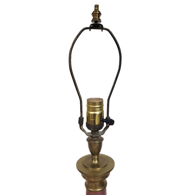 Antique French Grand Tour Bronze & Red Breccia Marble Vendome Column Lamps - Pair For Sale - Image 15 of 17
