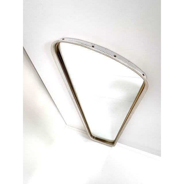 Gold Large Mid-Century Wall Mirror with Brass Rim and Perforated Metal Sheet Frame, 1950s For Sale - Image 8 of 18