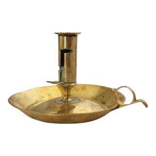 18th Century English George III Brass Push-Up Chamberstick For Sale