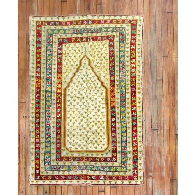 Antique Zabihi Collection Turkish Ghiordes Prayer Rug - 3'8" x 5'4" For Sale In New York - Image 6 of 10