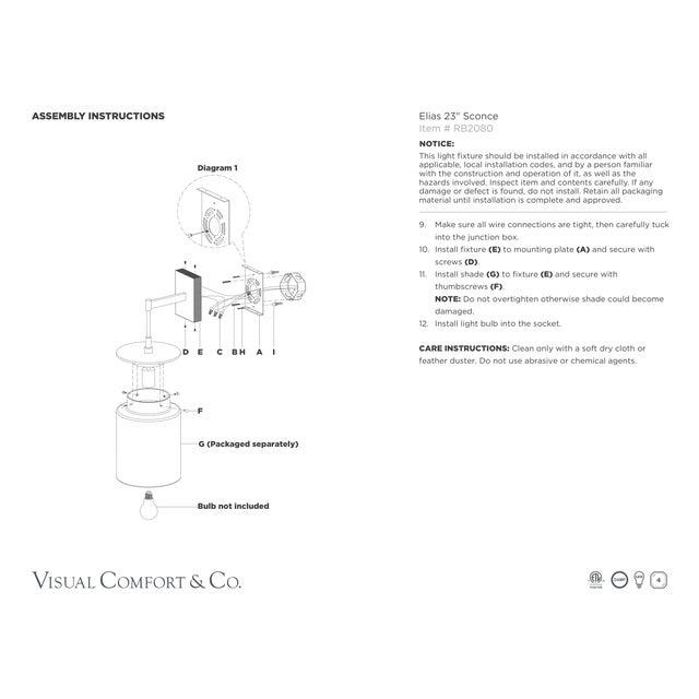 Metal Ray Booth for Visual Comfort Signature Elias 23" Sconce in Antique-Burnished Brass with Clear Glass For Sale - Image 7 of 7