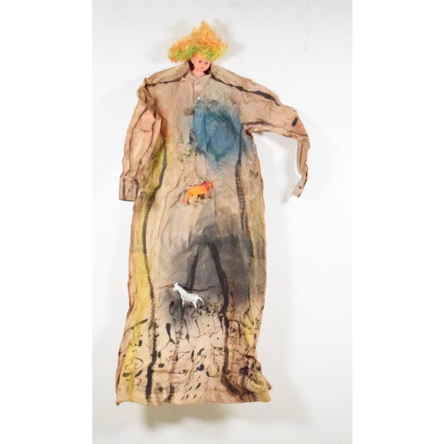 Faisal Samra Saudi Arabian 1955 - Mixed media doll sculpture, with fabric, paint, plastic animal figures, doll, fishing...