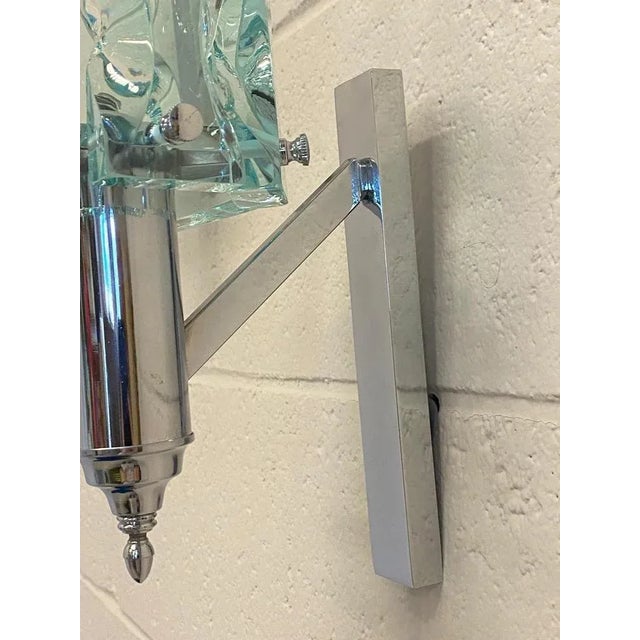 Wall Lights with Chromed Steel Frame from Cristal Art, 1970s, Set of 2 For Sale - Image 4 of 13