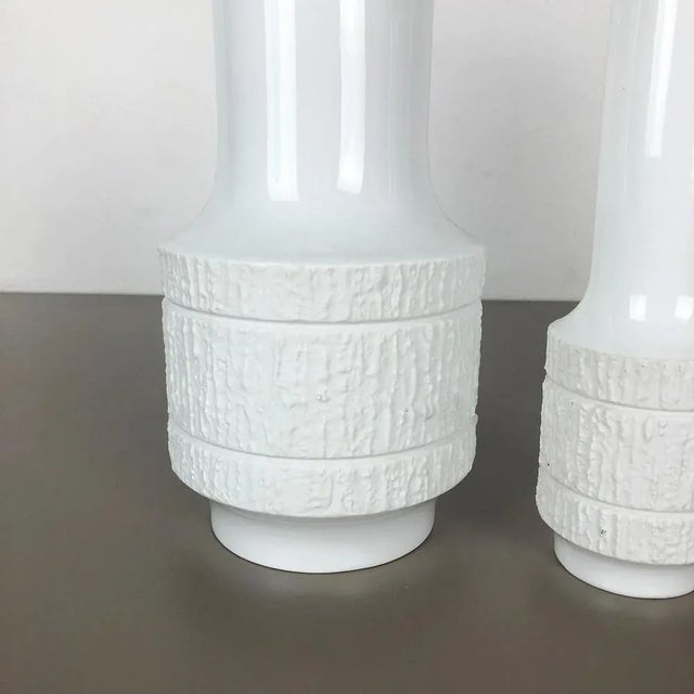 White Op Art Porcelain Vases by Richard Scharrer for Thomas, Germany, 1970s, Set of 3 For Sale - Image 8 of 16