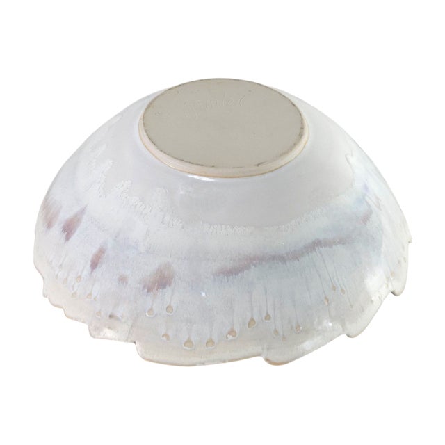 Gray Lafe & Barb Garnier Studio Pottery Bowl – Embossed Shells & Iridescent Glaze For Sale - Image 8 of 9