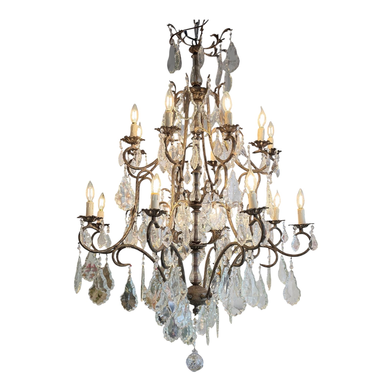 Huge 16 Lite French Crystal Chandelier | Chairish