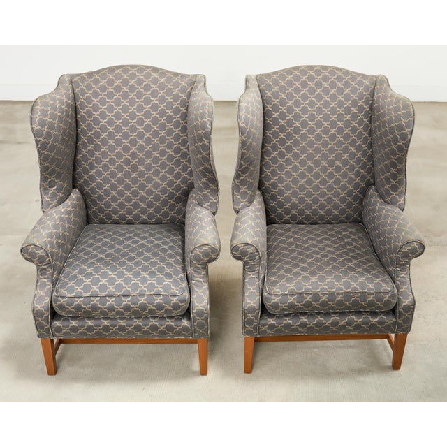 Mid 20th Century Pair of Midcentury English Georgian Style Wingback Chairs For Sale - Image 5 of 17
