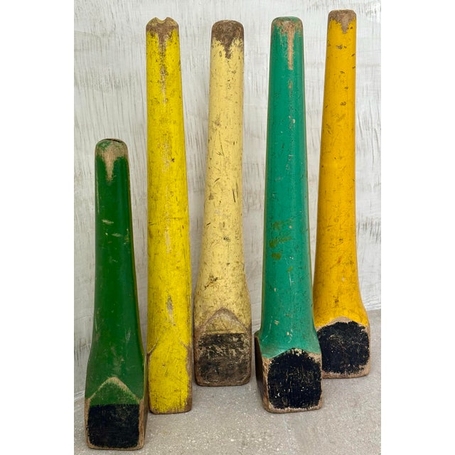 Mid-Century Colorful Vintage Wooden English Playground Games Markers- A Set of 5 For Sale In San Antonio - Image 6 of 12