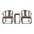 3 Pieces Set Chinese Yellowish Brown Ru Yi Horseshoe Armchair Table For Sale