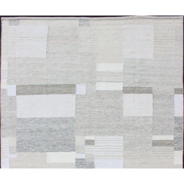 Gray, beige, light Brown, white and cream modern design Scandinavian style flat-weave rug, rug KHN-1037-SW-08, country of...
