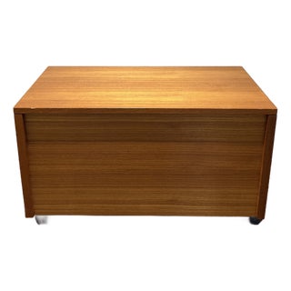 1960s Danish Modern Teak Blanket Chest / Storage Trunk on Casters For Sale